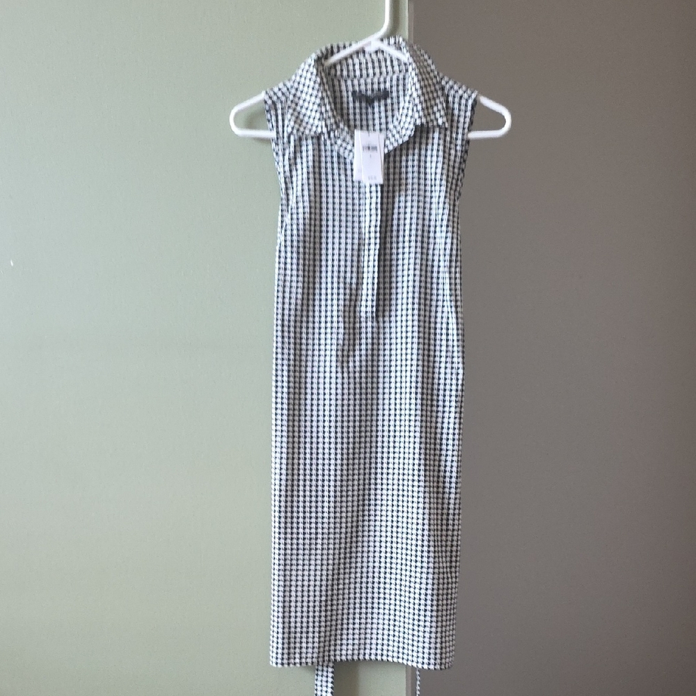 Banana Republic Monochrome Gingham Midi Dress